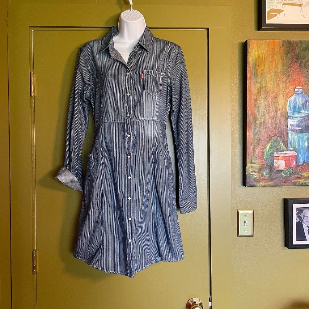 Levis Denim Railroad Strip Shirtdress